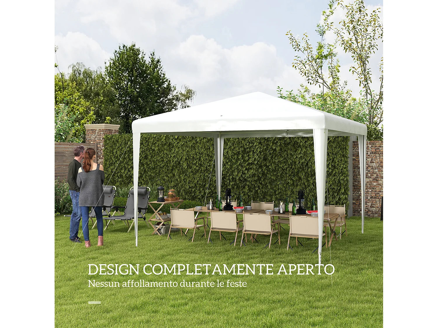 Gazebo da giardino 3x3m portatile anti uv bianco