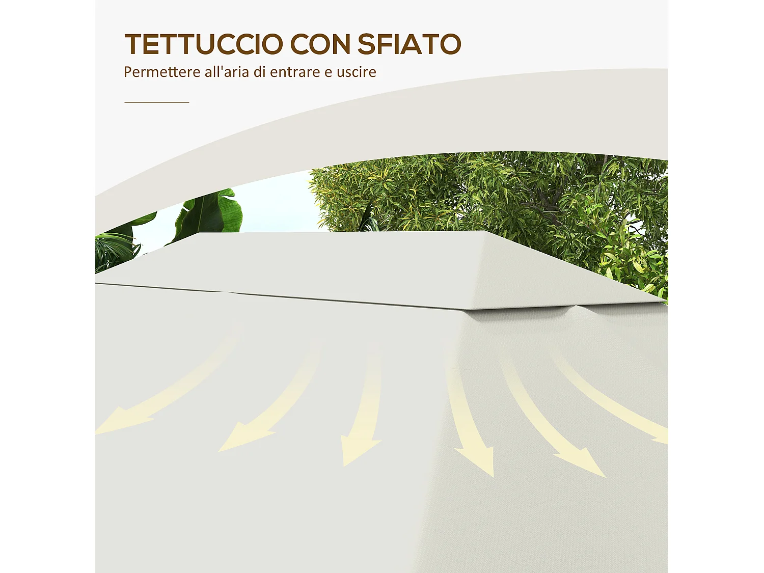 Tetto di ricambio per gazebo 4x3m anti uv in poliestere bianco crema