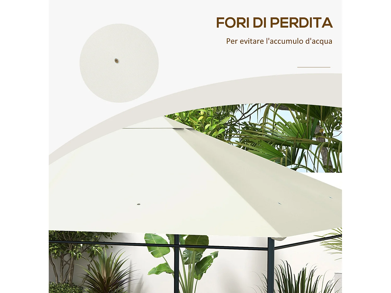 Tetto di ricambio per gazebo 4x3m anti uv in poliestere bianco crema