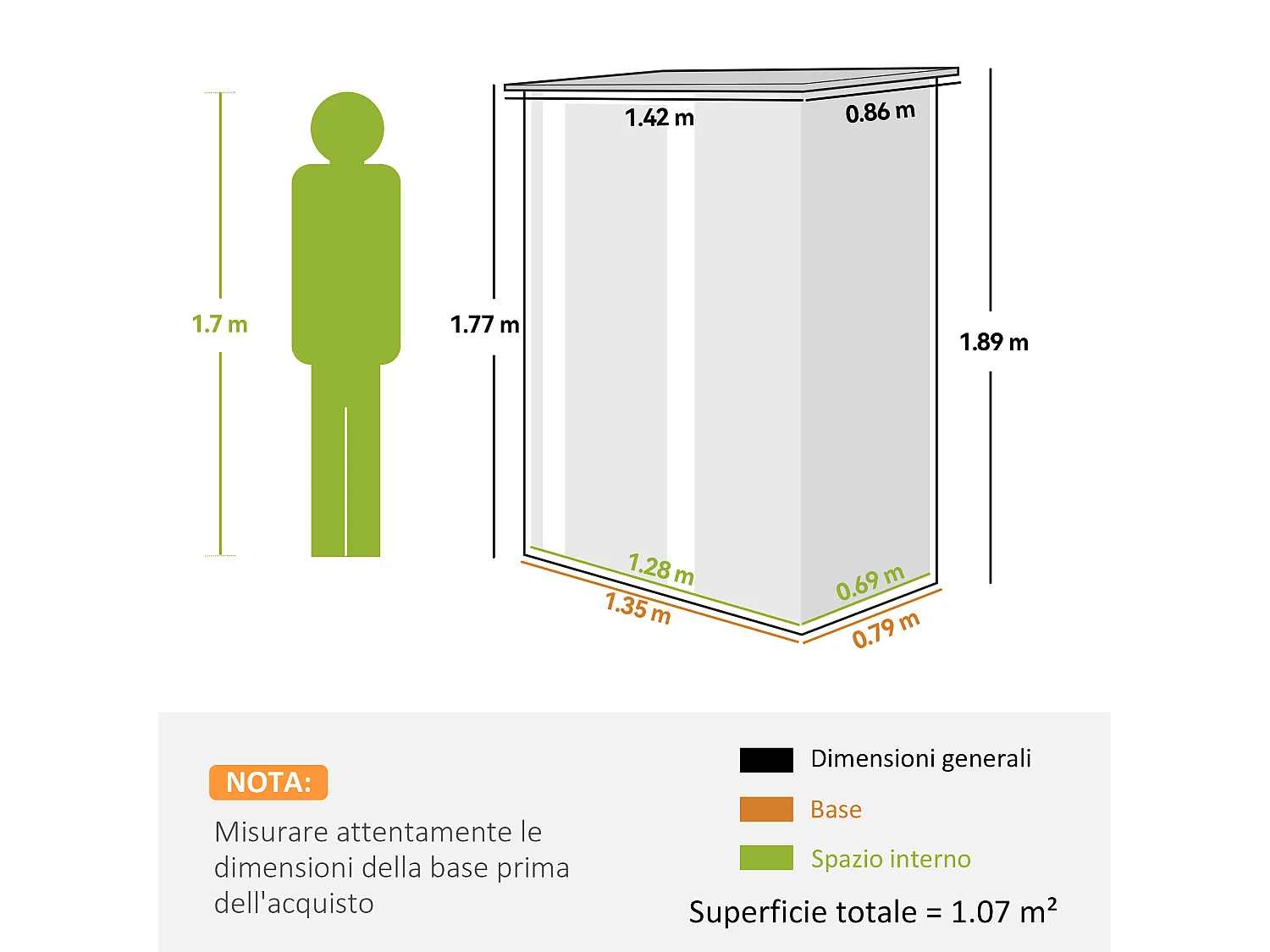 Capanno attrezzi in metallo con tetto inclinato giallo