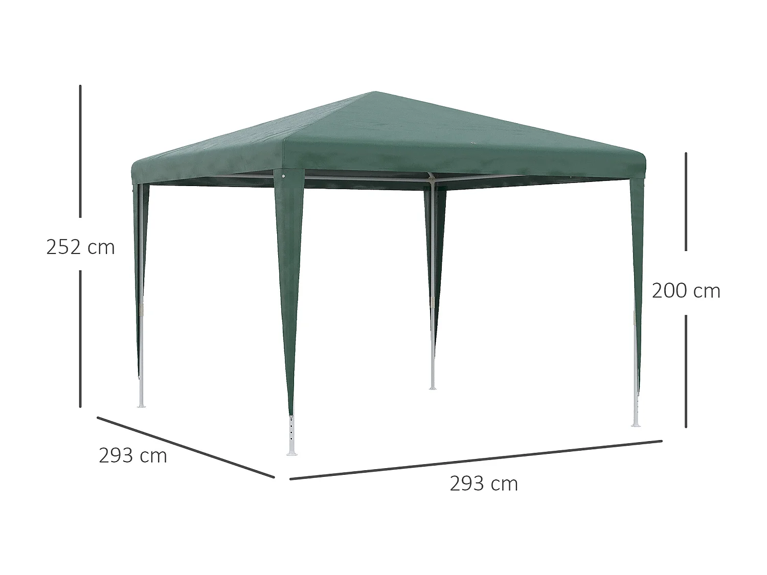 Gazebo da giardino 3x3m e portatile anti uv verde