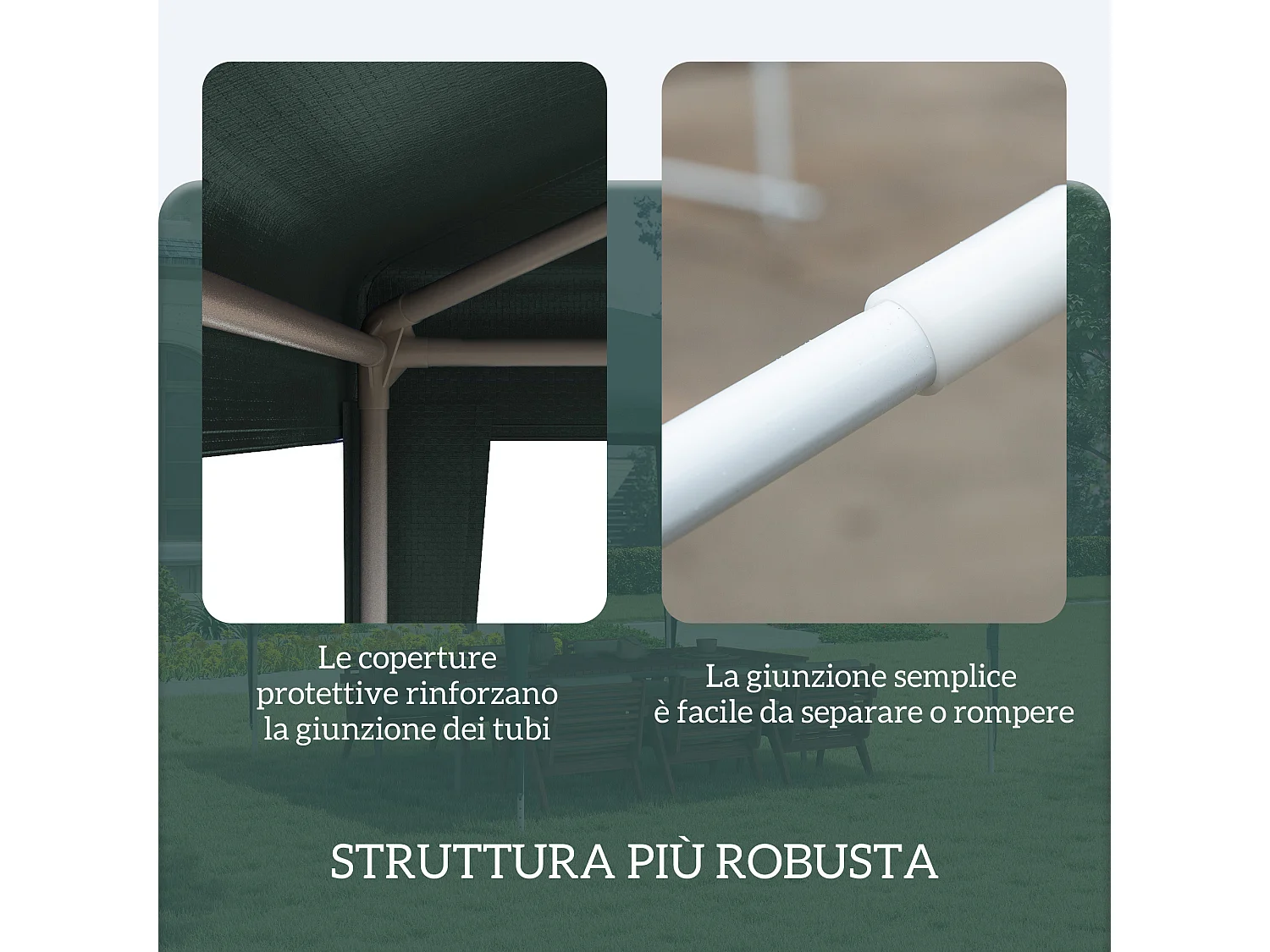 Gazebo da giardino 3x3m e portatile anti uv verde