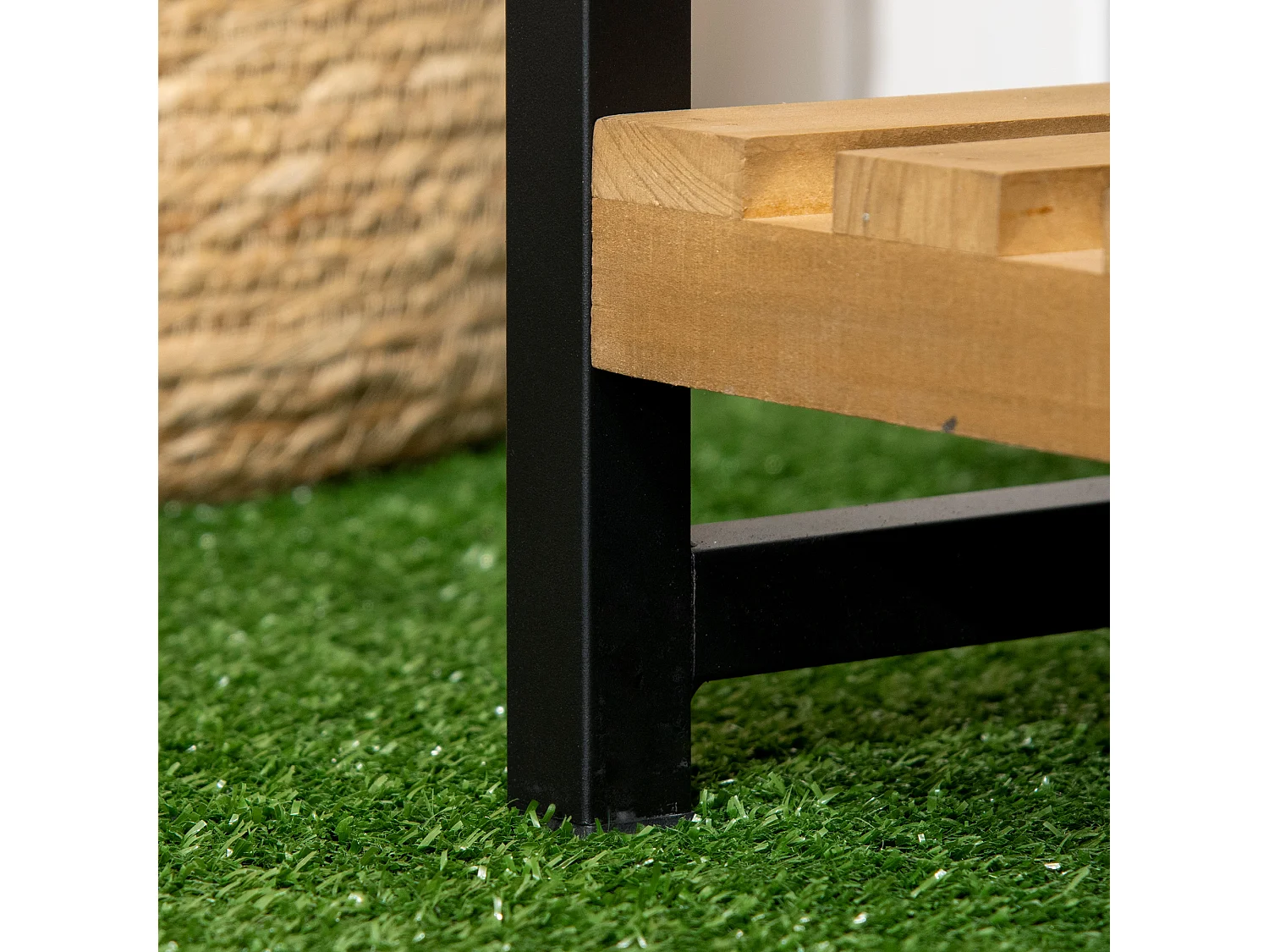 Portavasi in legno e metallo a 3 livelli con ganci superiori