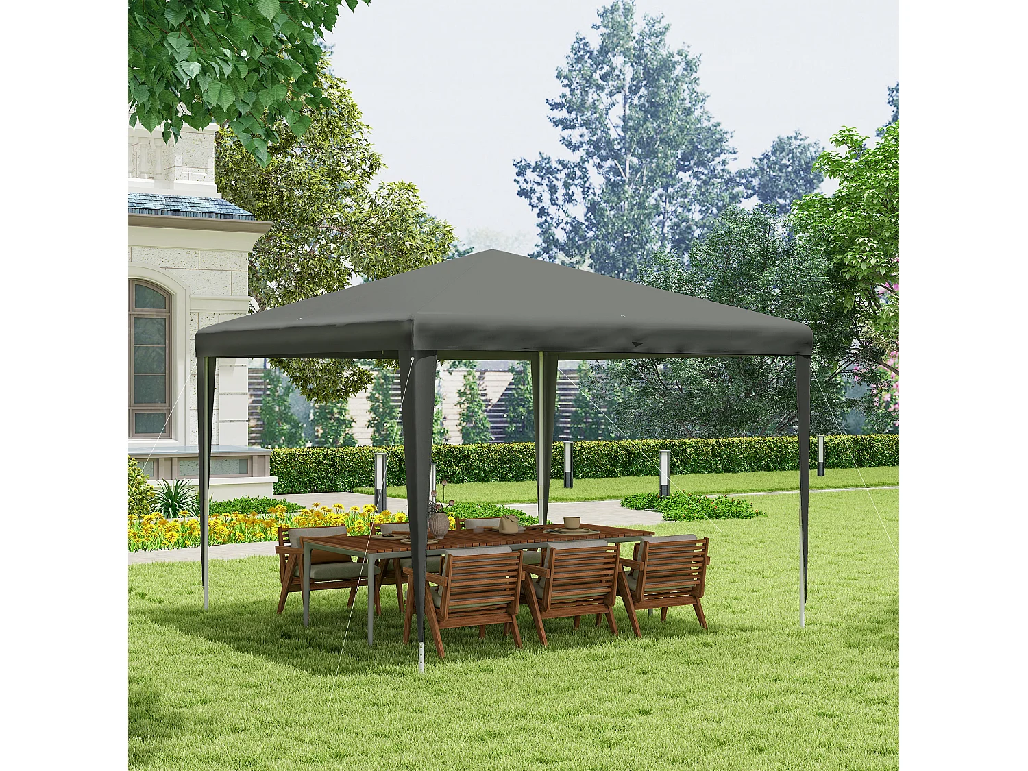 Gazebo da giardino 3x3m pieghevole e portatile anti uv grigio