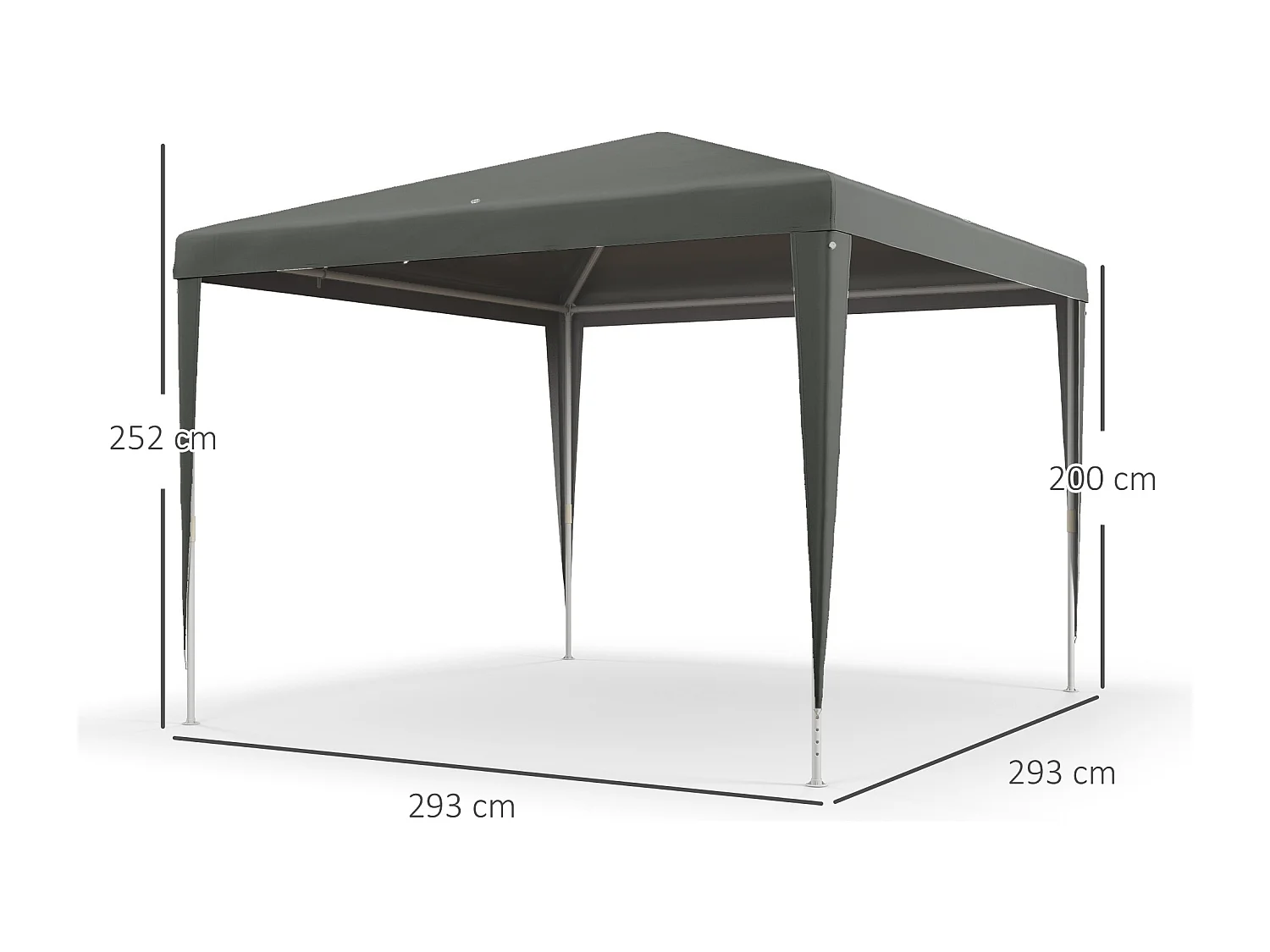 Gazebo da giardino 3x3m pieghevole e portatile anti uv grigio