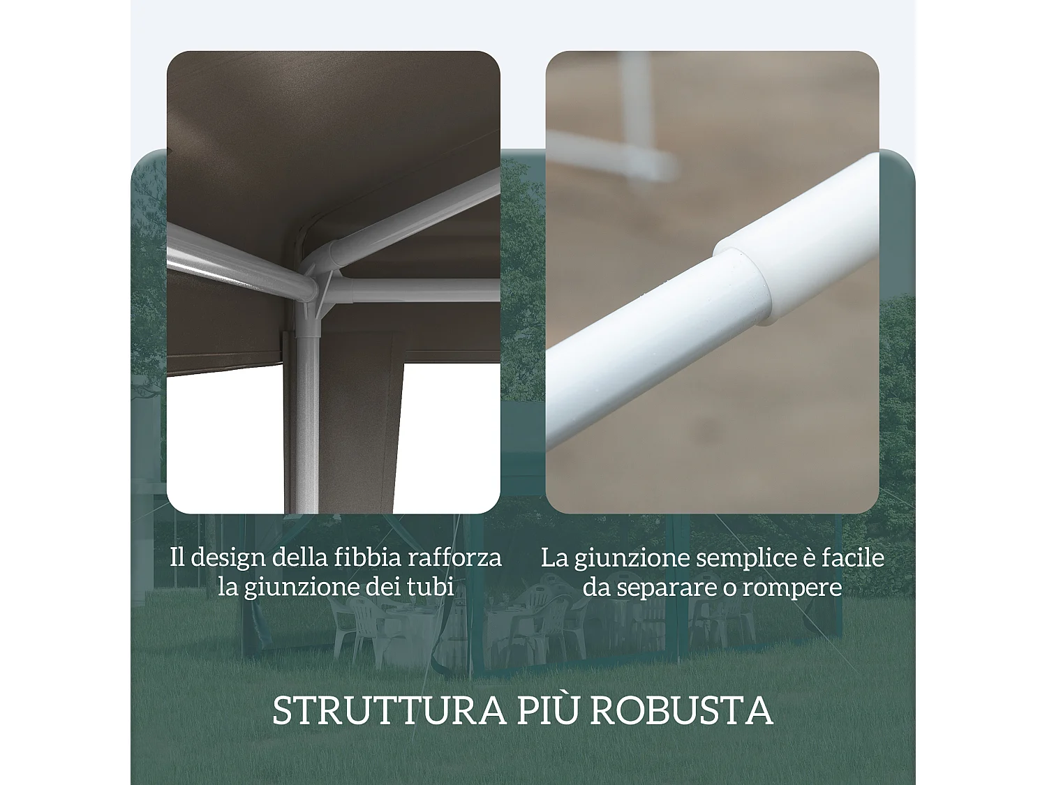 Gazebo da giardino 3x3m pieghevole e portatile anti uv grigio