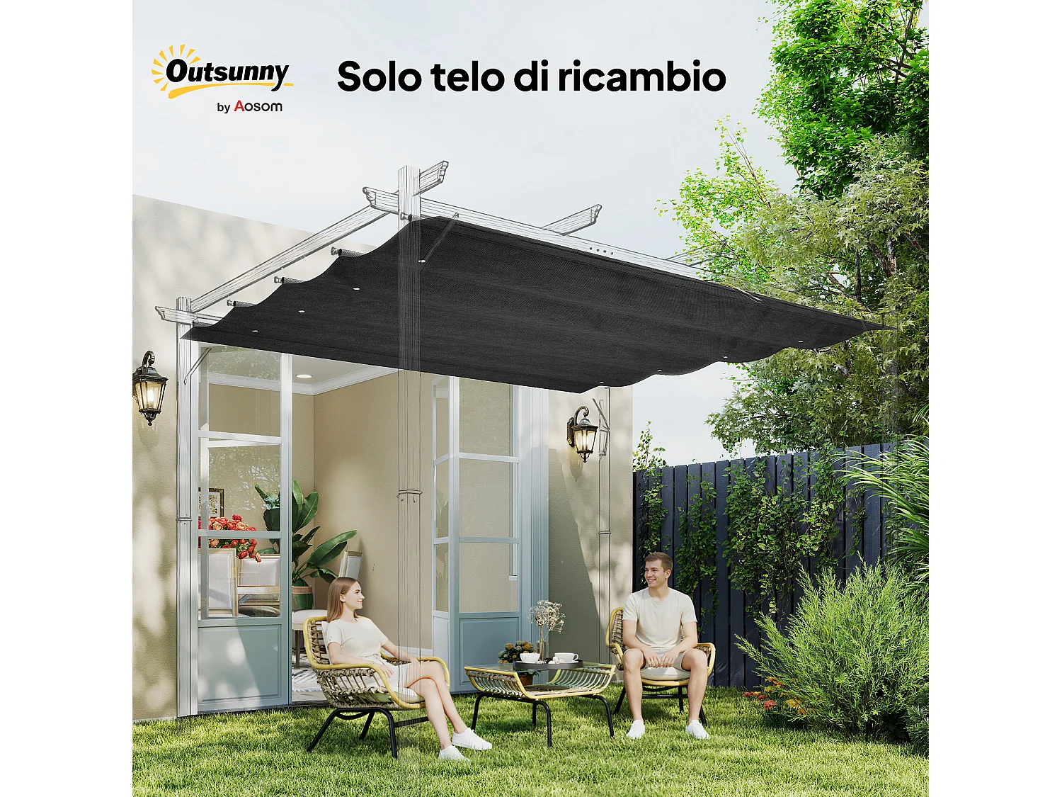 Copertura per gazebo in poliestere con 8 fori di drenaggio grigio