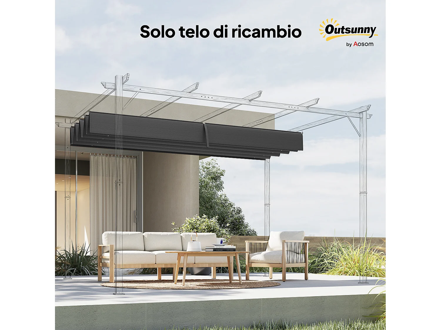 Copertura per gazebo in poliestere con 8 fori di drenaggio grigio