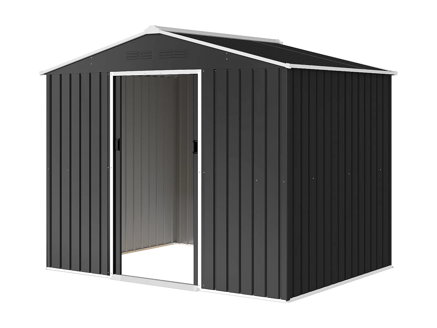 Casetta da giardino 2.3x1.7 m doppia porta in acciaio grigio scuro