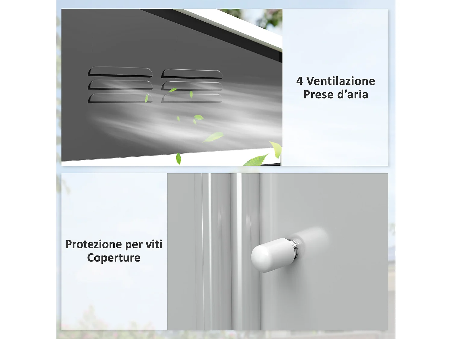 Casetta da giardino 2.3x1.7 m doppia porta in acciaio grigio scuro