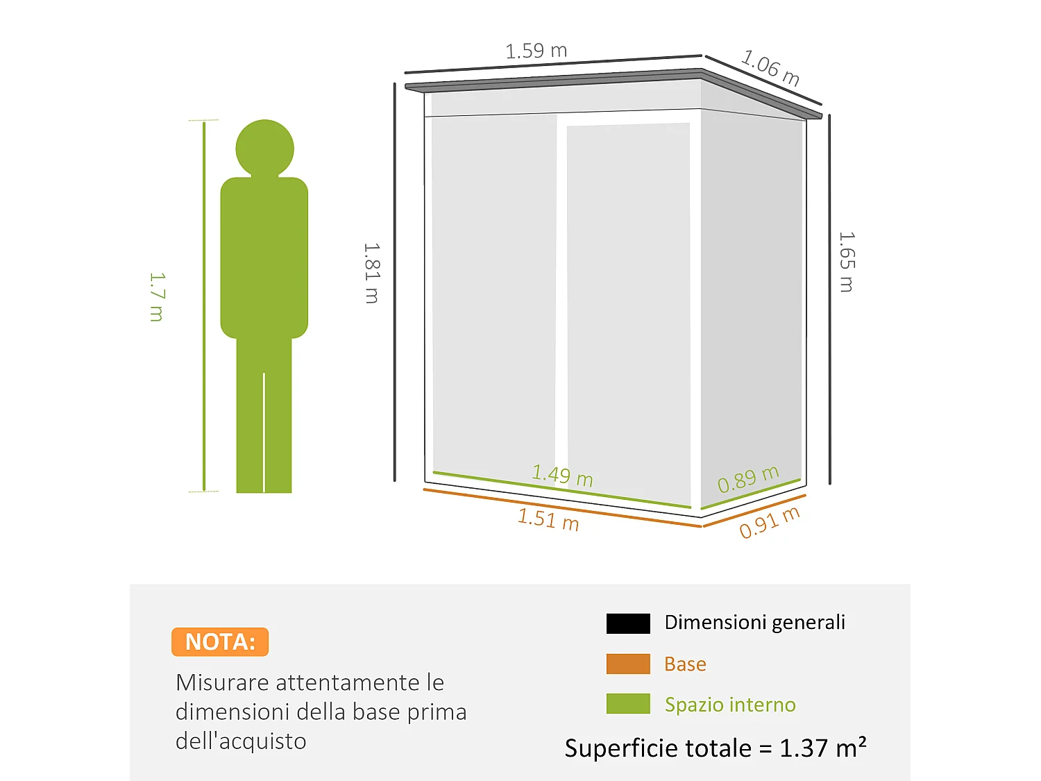 Casetta da giardino con porta scorrevole in metallo marrone