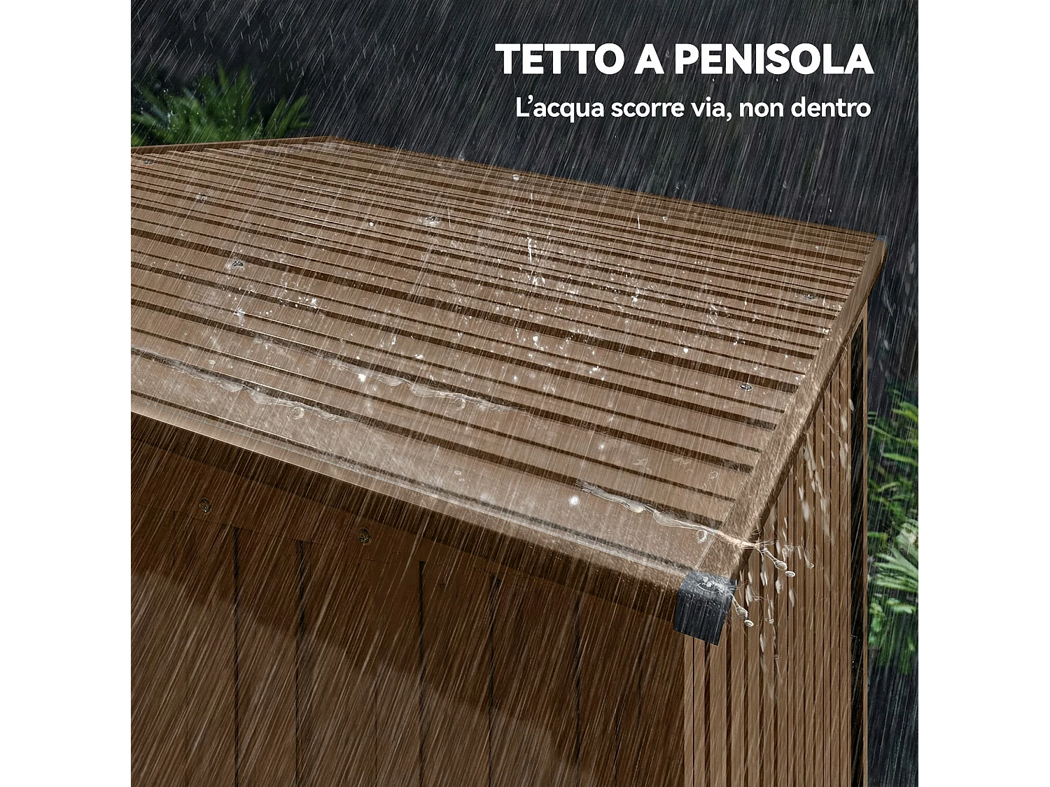 Casetta da giardino con porta scorrevole in metallo marrone