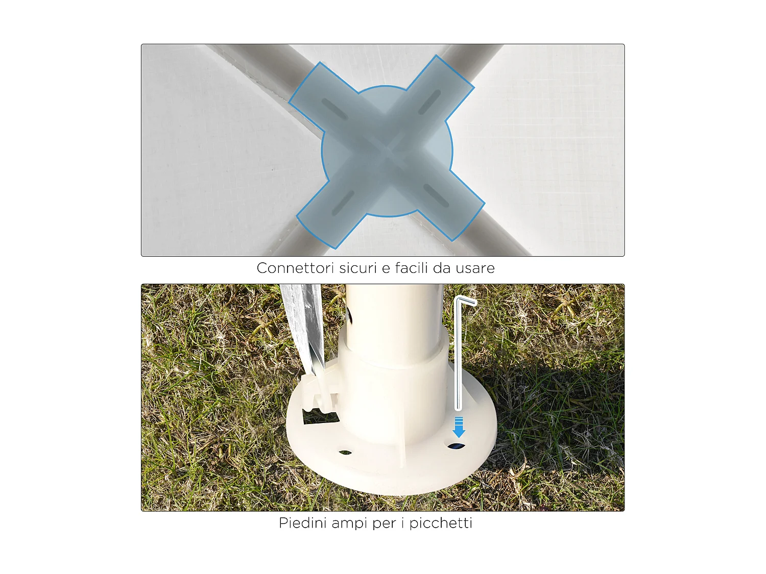 Gazebo da giardino e per interno 2.7x2.7m in acciaio bianco