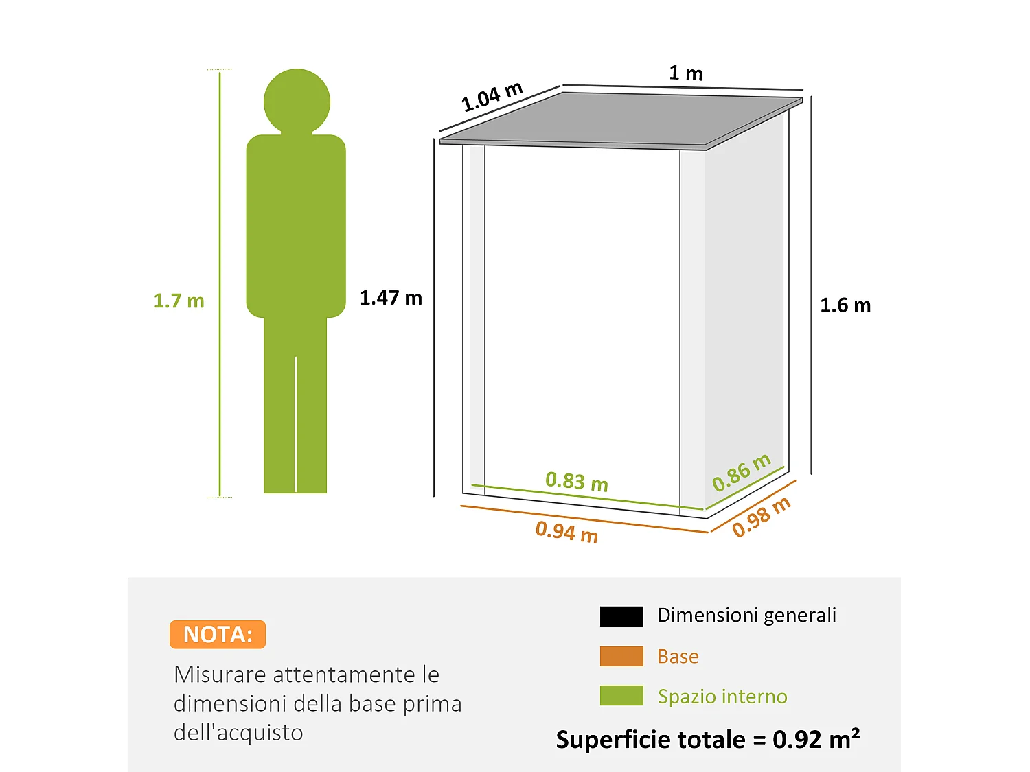 Casetta da giardino in acciaio 100x104x160 cm grigio scuro