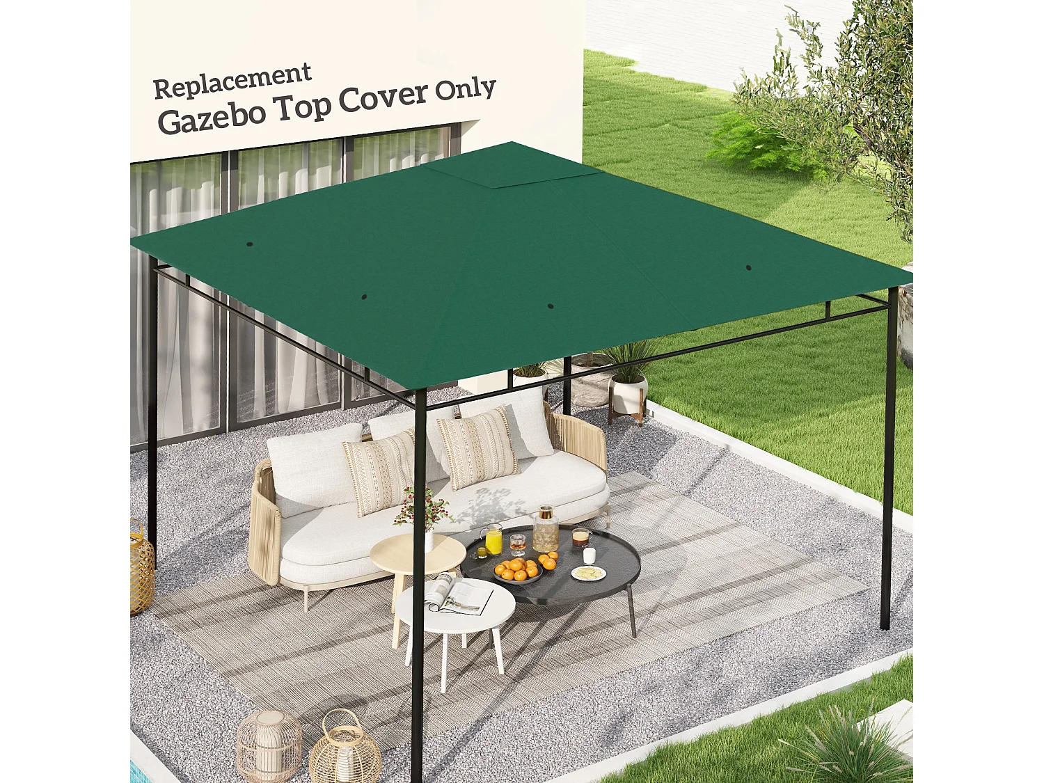 Tetto di ricambio 3x3 m per gazebo da giardino verde