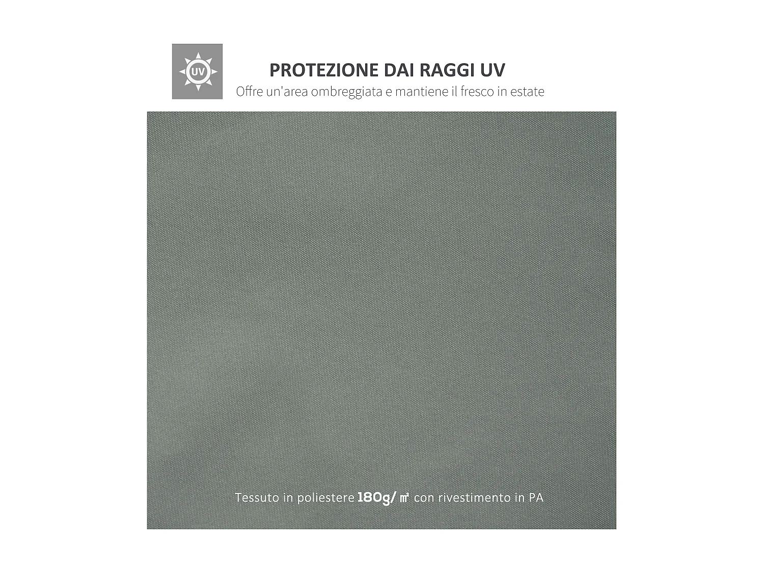 Copertura per gazebo 4x3 a 2 livelli anti uv con cinghie grigio scuro