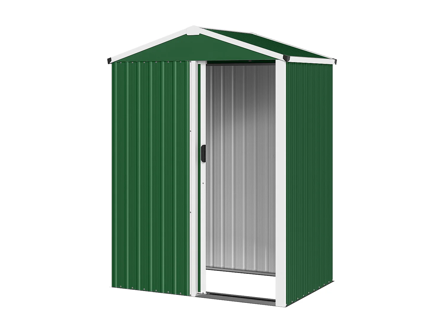 Casetta da giardino con porta scorrevole in acciaio verde