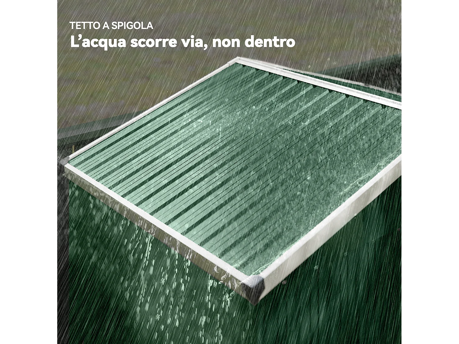 Casetta da giardino con porta scorrevole in acciaio verde