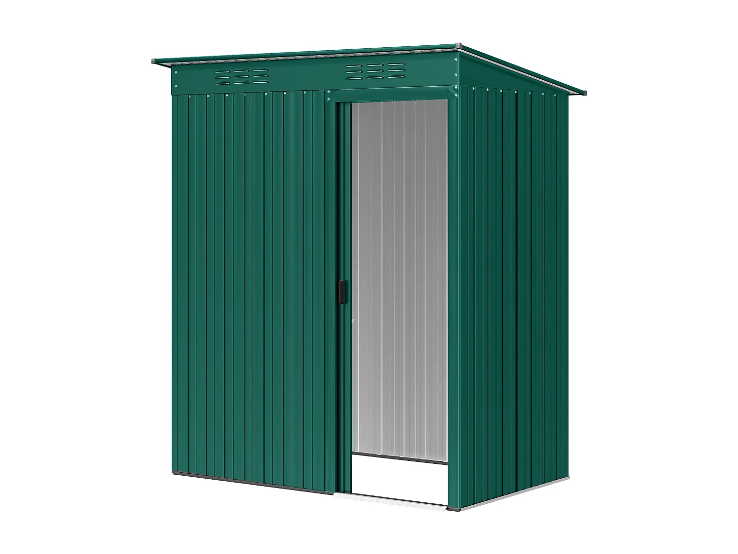 Casetta da giardino con porta scorrevole in metallo verde