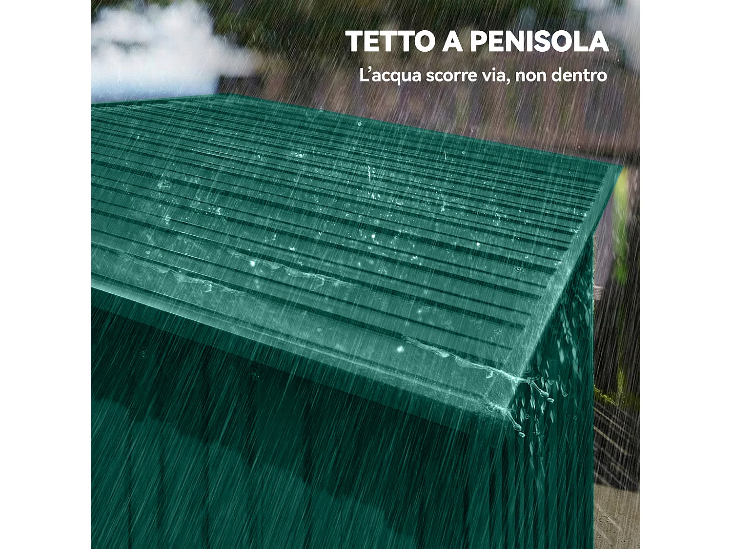 Casetta da giardino con porta scorrevole in metallo verde