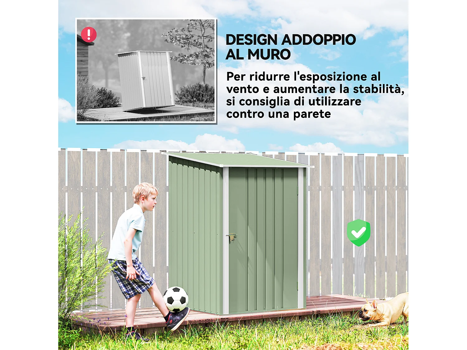 Casetta da giardino in acciaio 100x104x160 cm verde chiaro