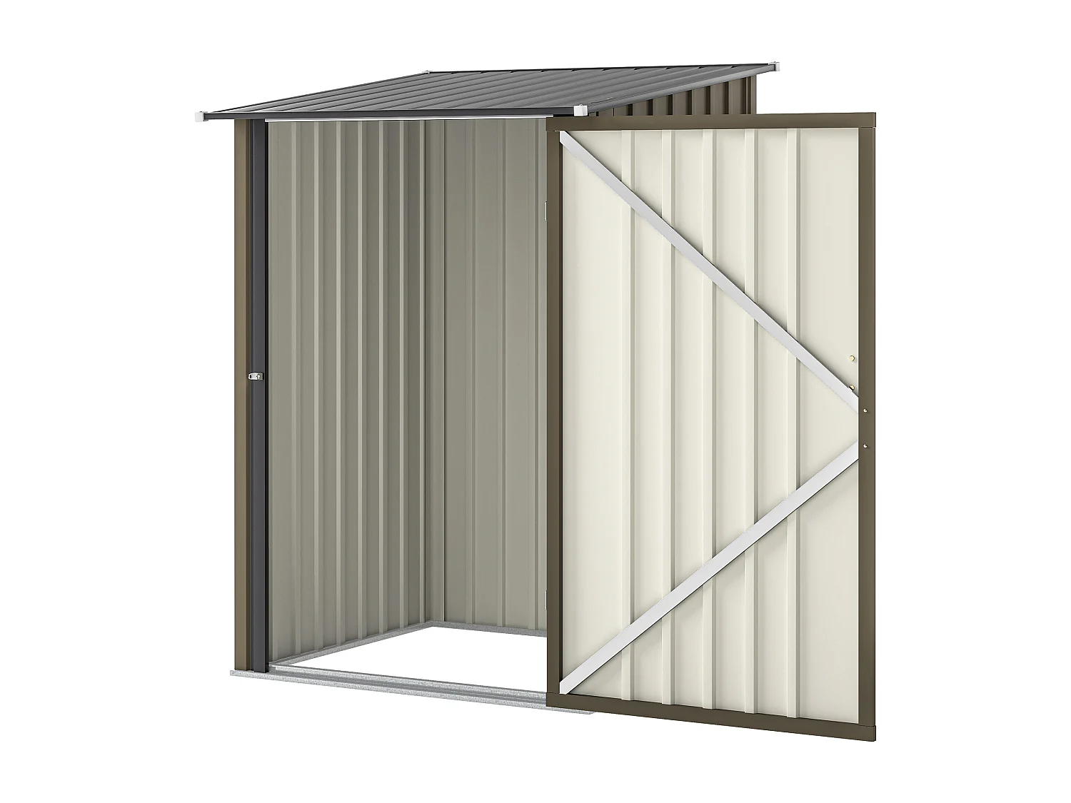 Casetta da giardino in acciaio 100x104x160 cm marrone e grigio scuro