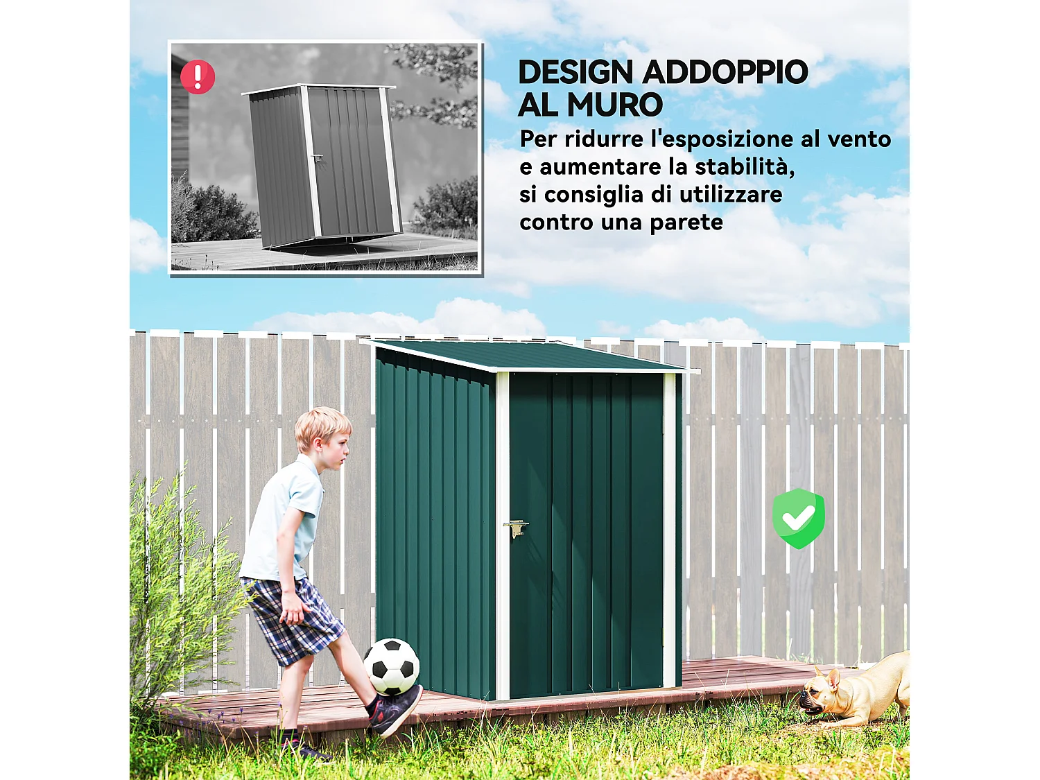 Casetta da giardino in acciaio 100x104x160 cm verde