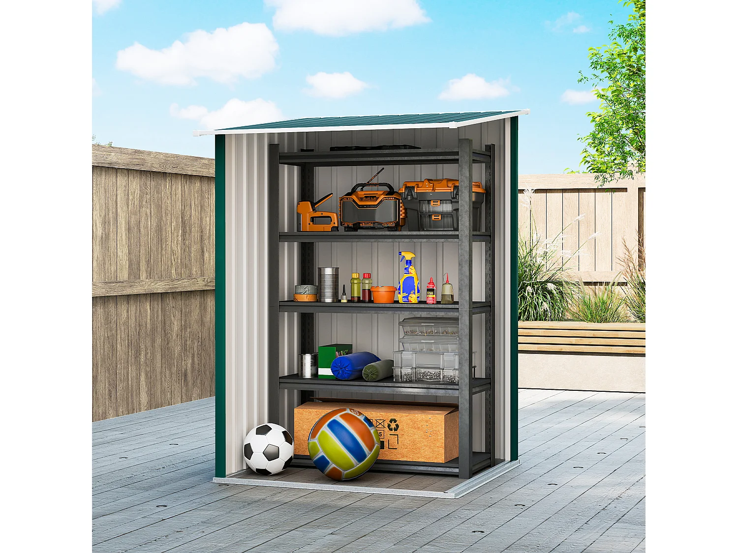 Casetta da giardino in acciaio 100x104x160 cm verde