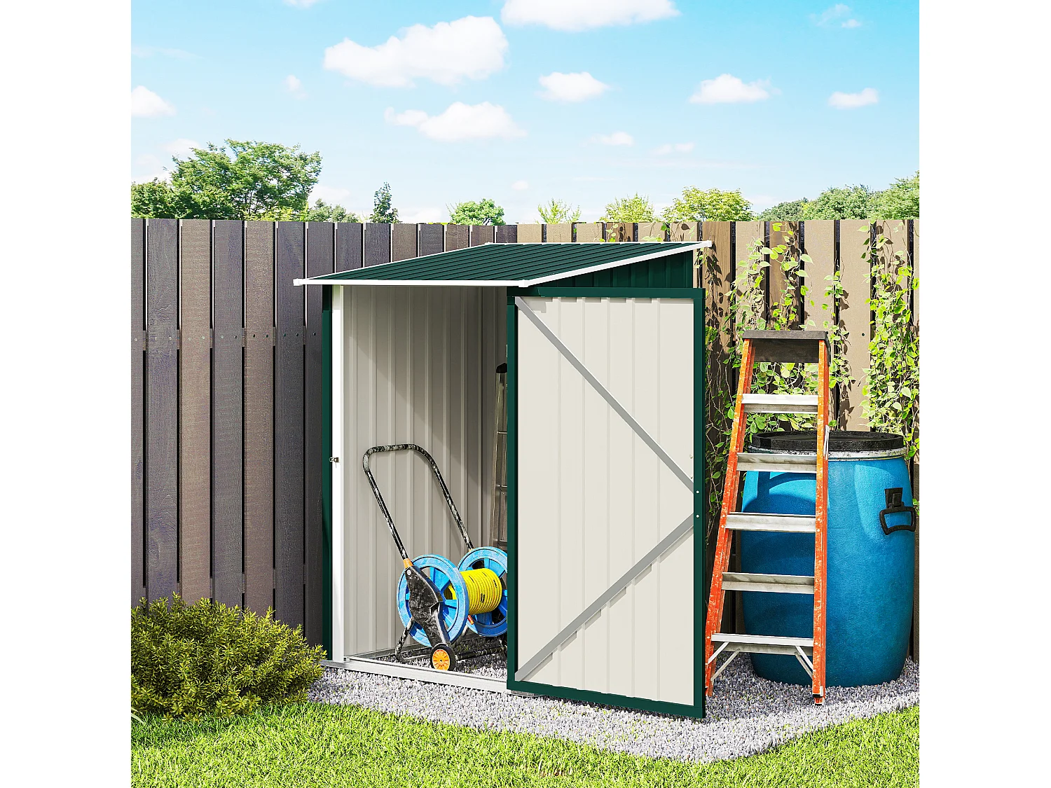 Casetta da giardino in acciaio 100x104x160 cm verde