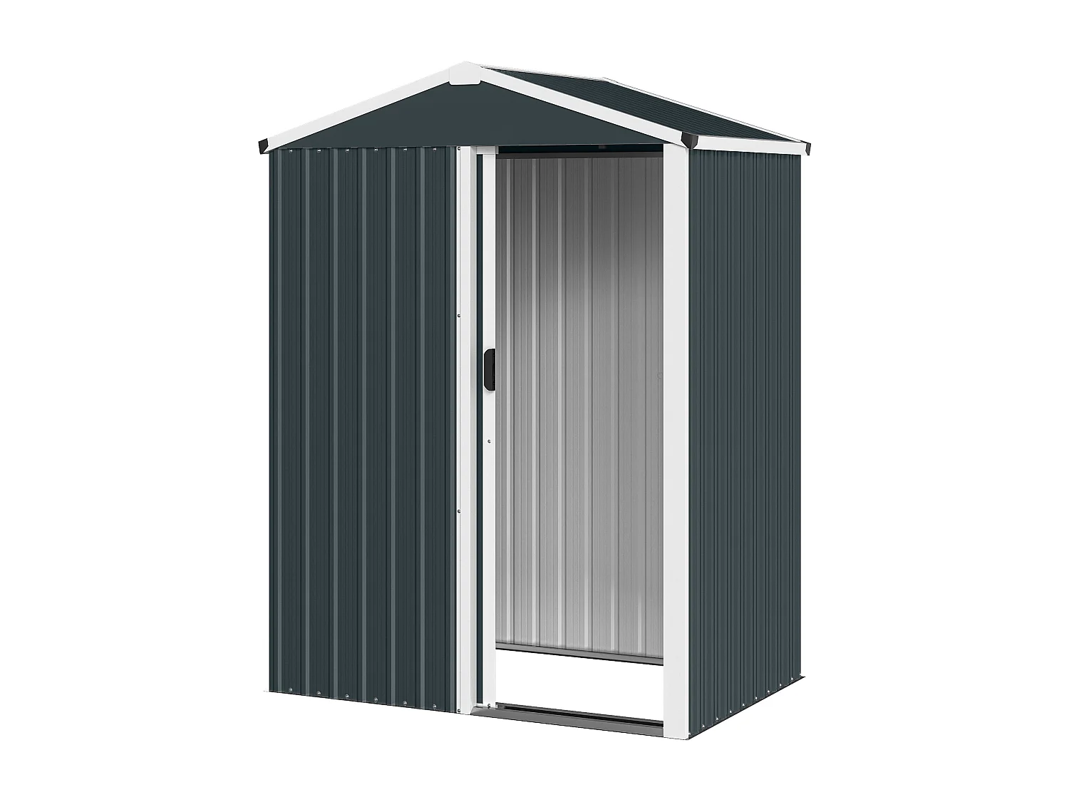 Casetta da giardino con porta scorrevole in acciaio grigio scuro