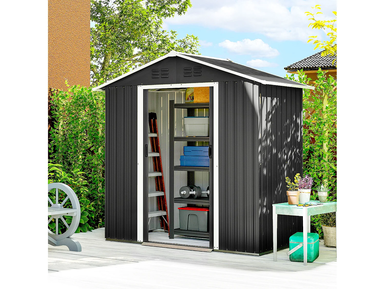 Casetta da giardino 1.8m2 in acciaio zincato grigio scuro