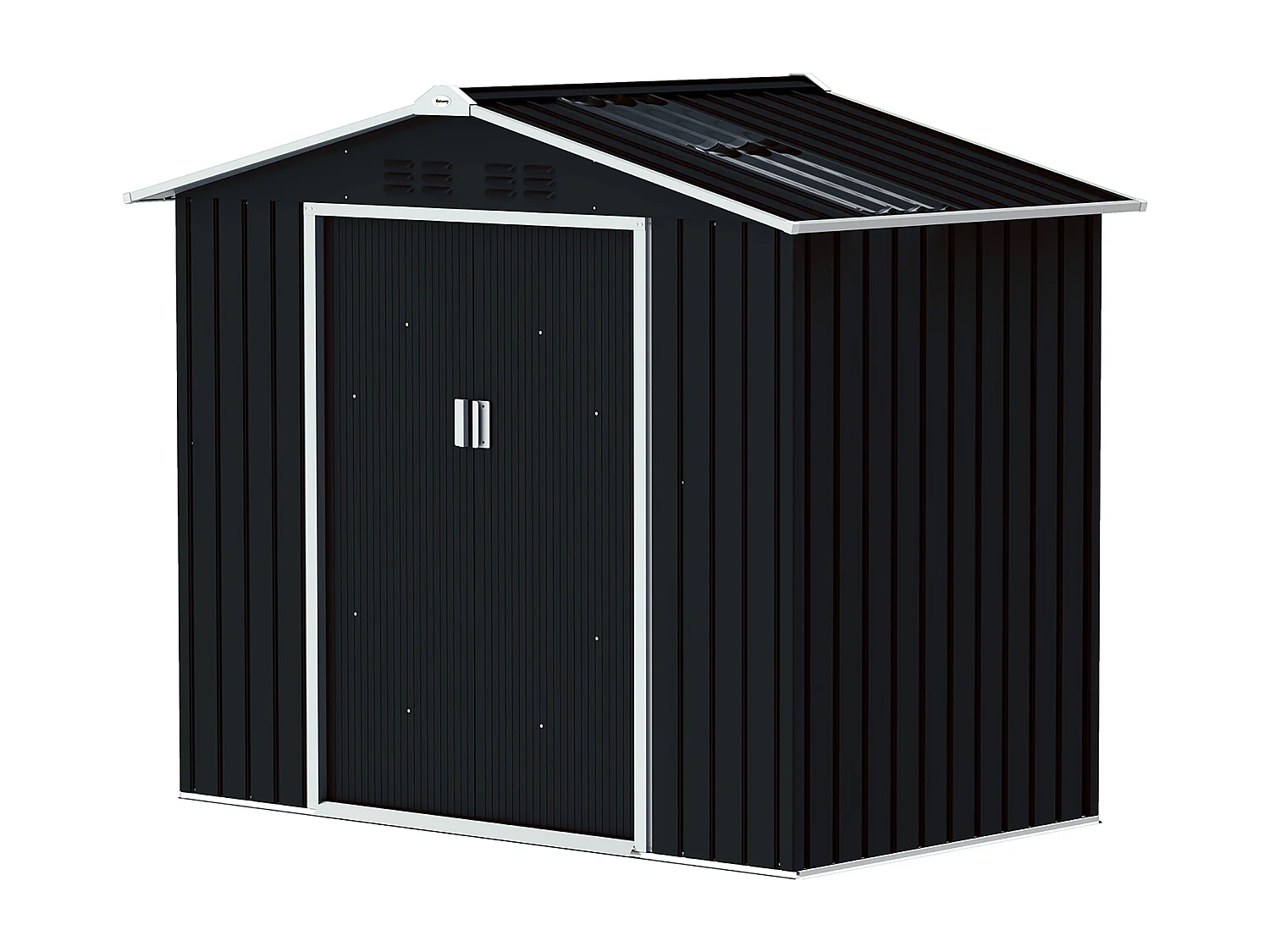 Casetta da giardino in metallo con porta scorrevole grigio scuro
