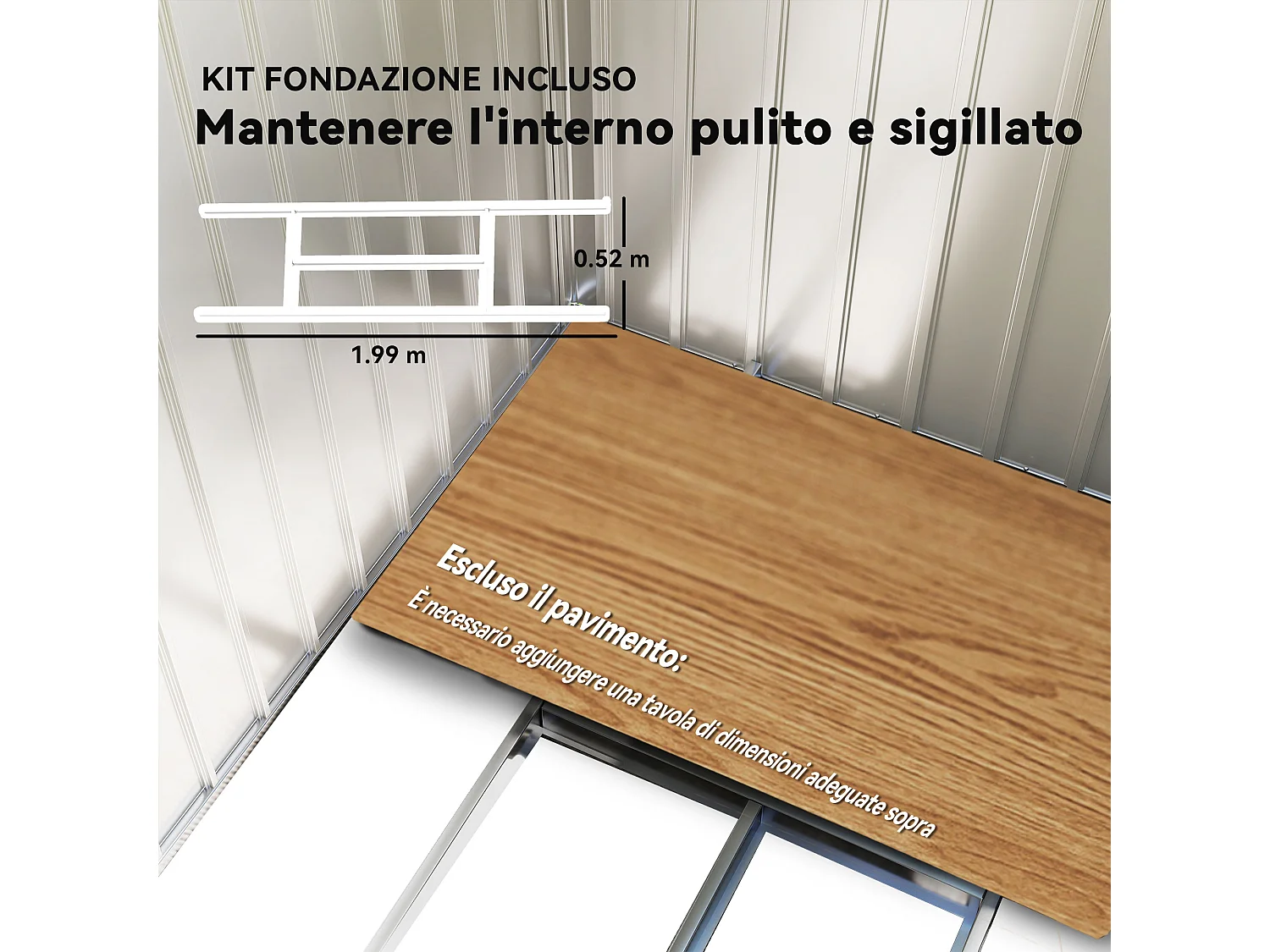 Casetta da giardino in metallo con porta scorrevole grigio scuro