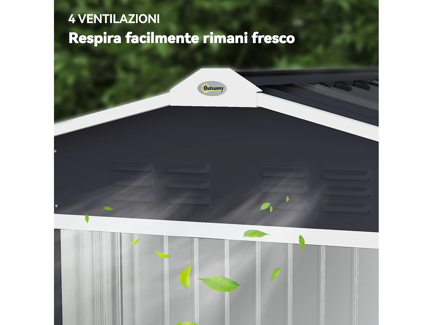 Casetta da giardino in metallo con porta scorrevole grigio scuro