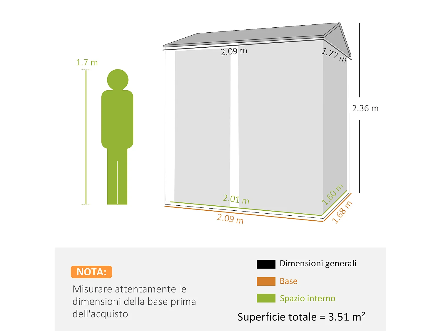 Casetta da giardino con porta bloccabile in acciaio grigio argento