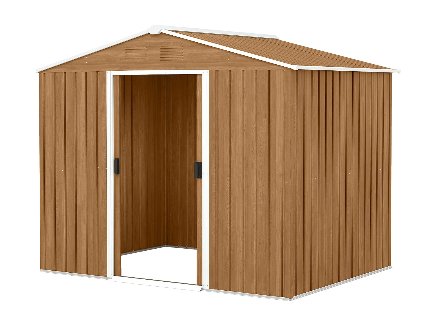 Casetta da giardino con doppia porta e 4 prese d'aria marrone legno