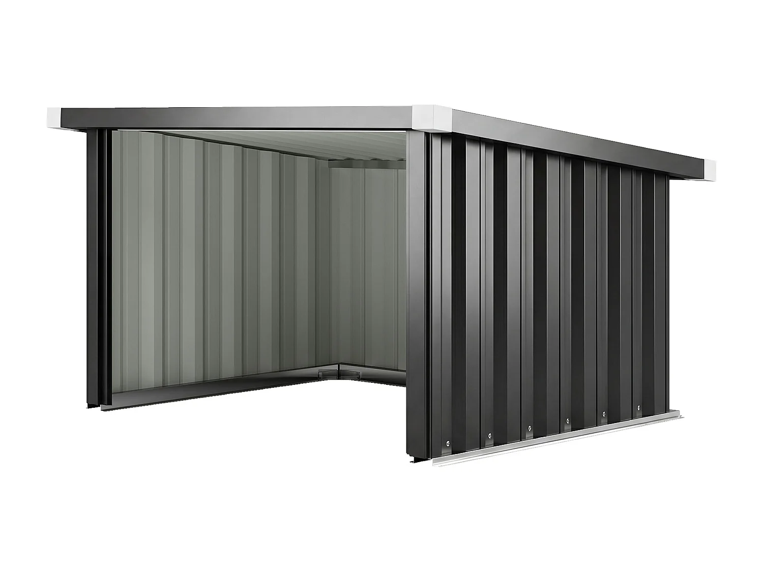 Garage per robot tagliaerba con tetto inclinato in acciaio grigio