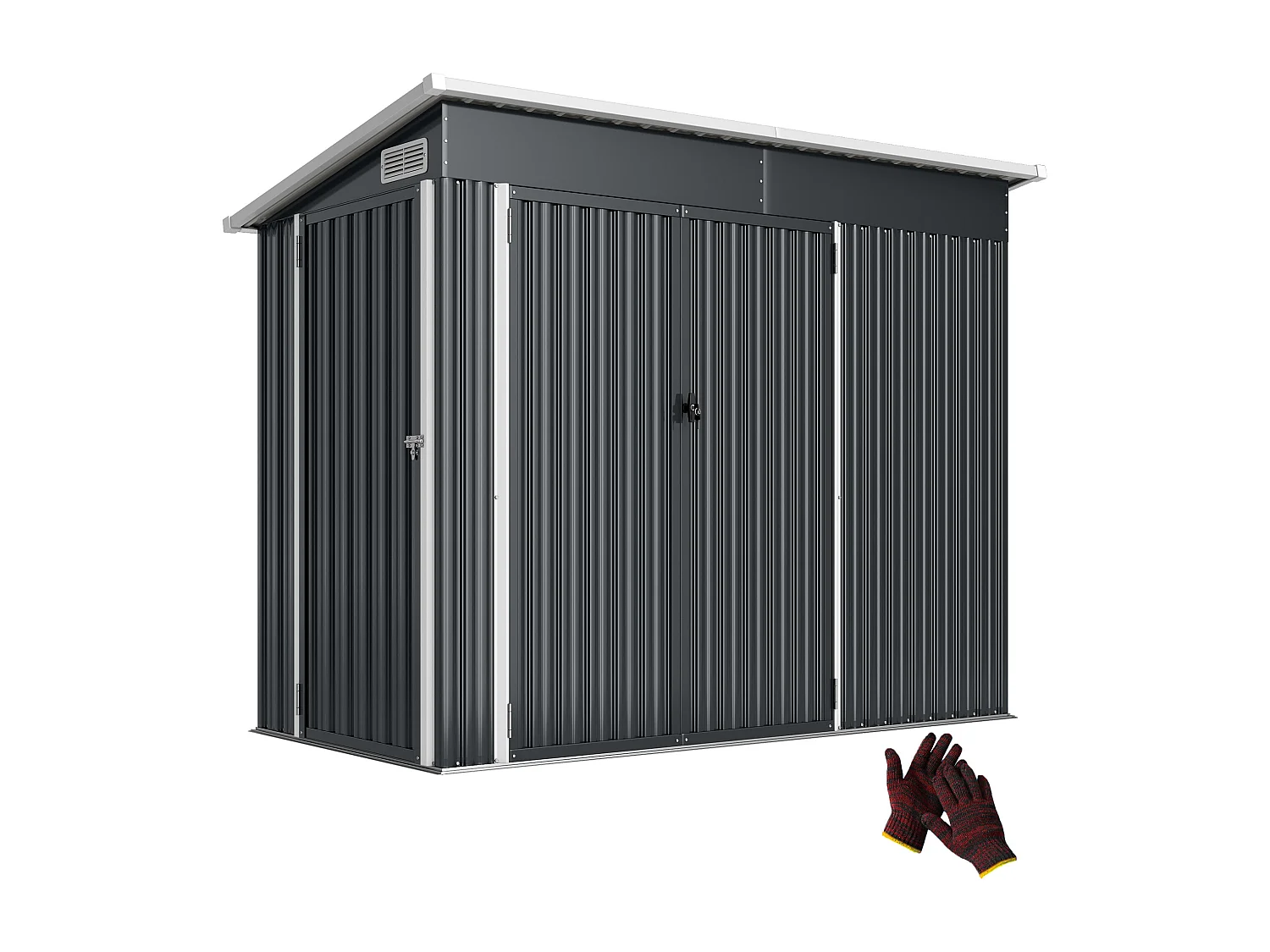 Casetta da giardino con 3 porte bloccabili in acciaio grigio scuro