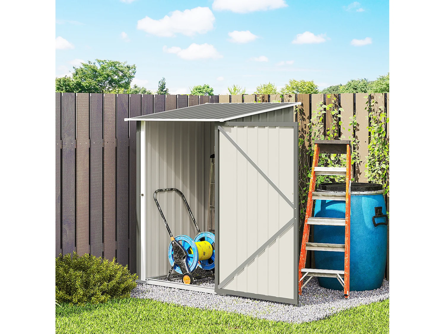 Casetta da giardino in acciaio 100x104x160 cm grigio chiaro