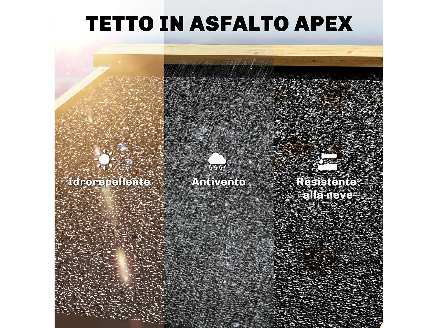 Armadio da giardino con tre porte in legno di abete naturale