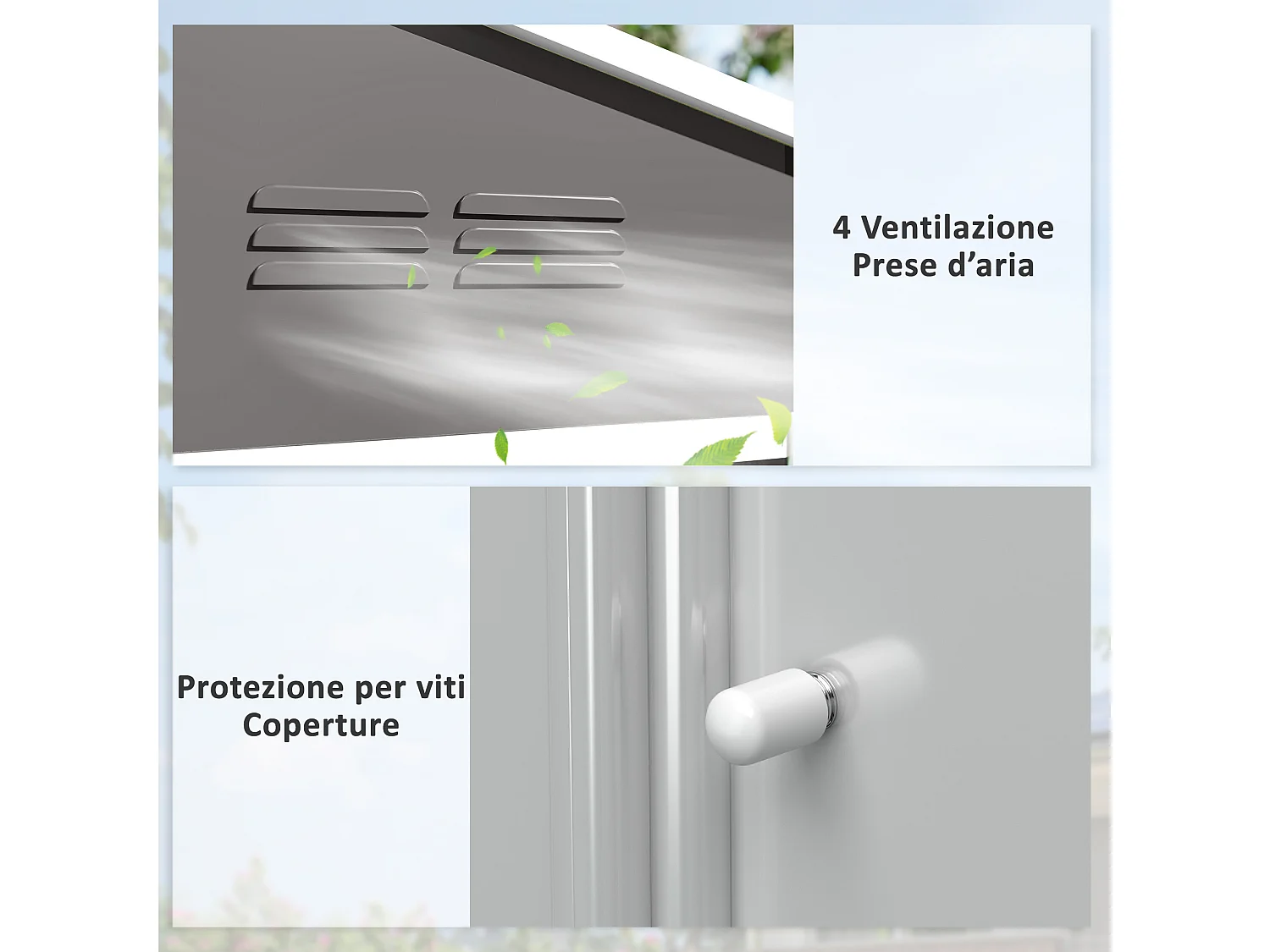 Casetta da giardino 2.3x1.7 m doppia porta in acciaio effetto legno