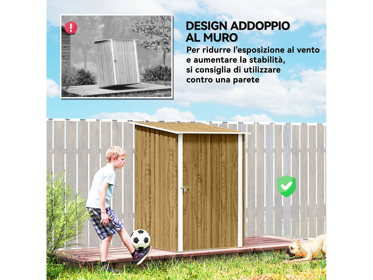 Casetta da giardino in acciaio 100x104x160 cm marrone chiaro