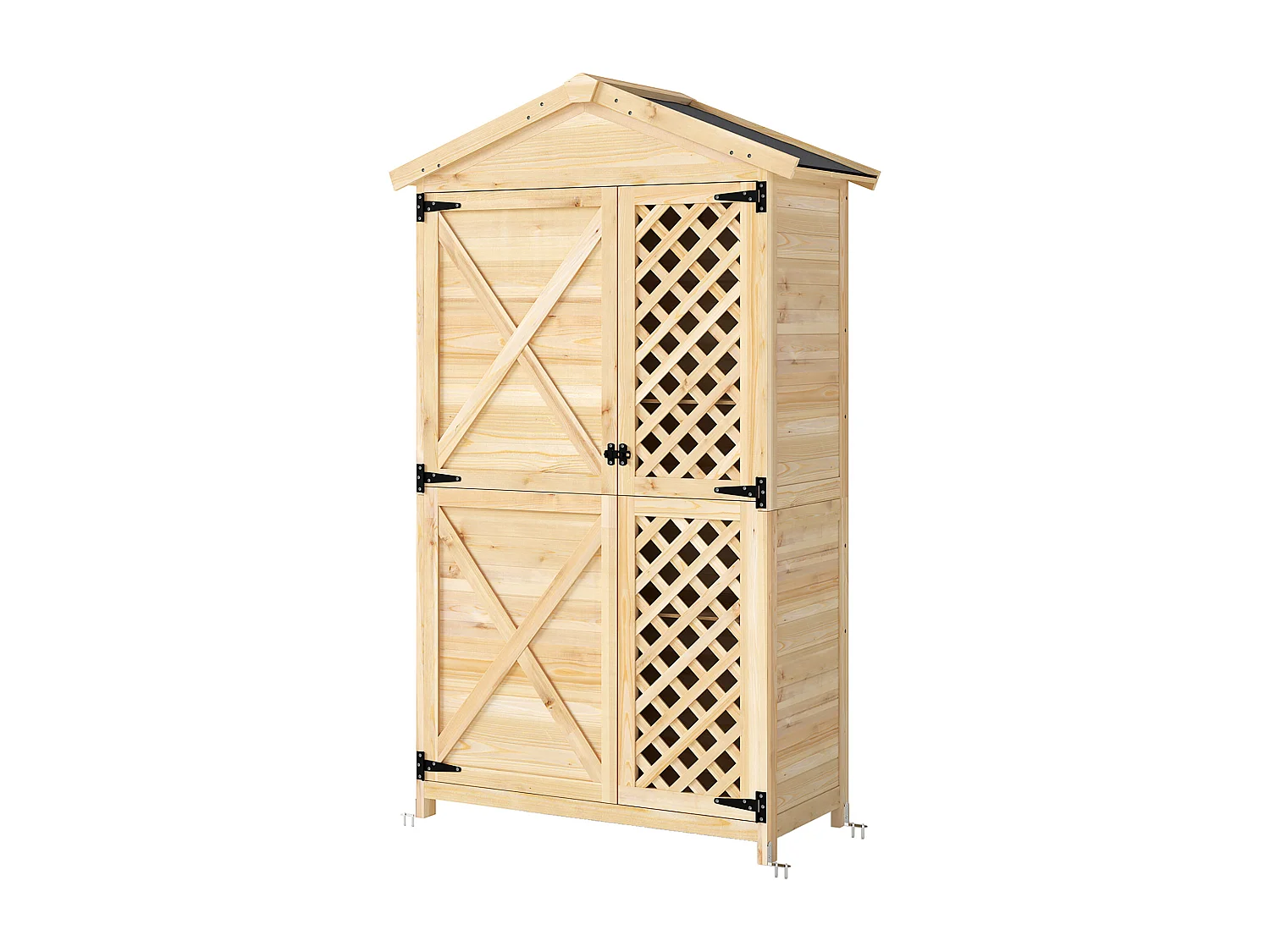 Armadio da esterno con tetto impermeabile in legno naturale