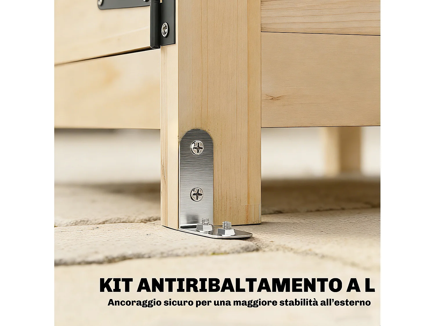 Armadio da esterno con tetto impermeabile in legno naturale