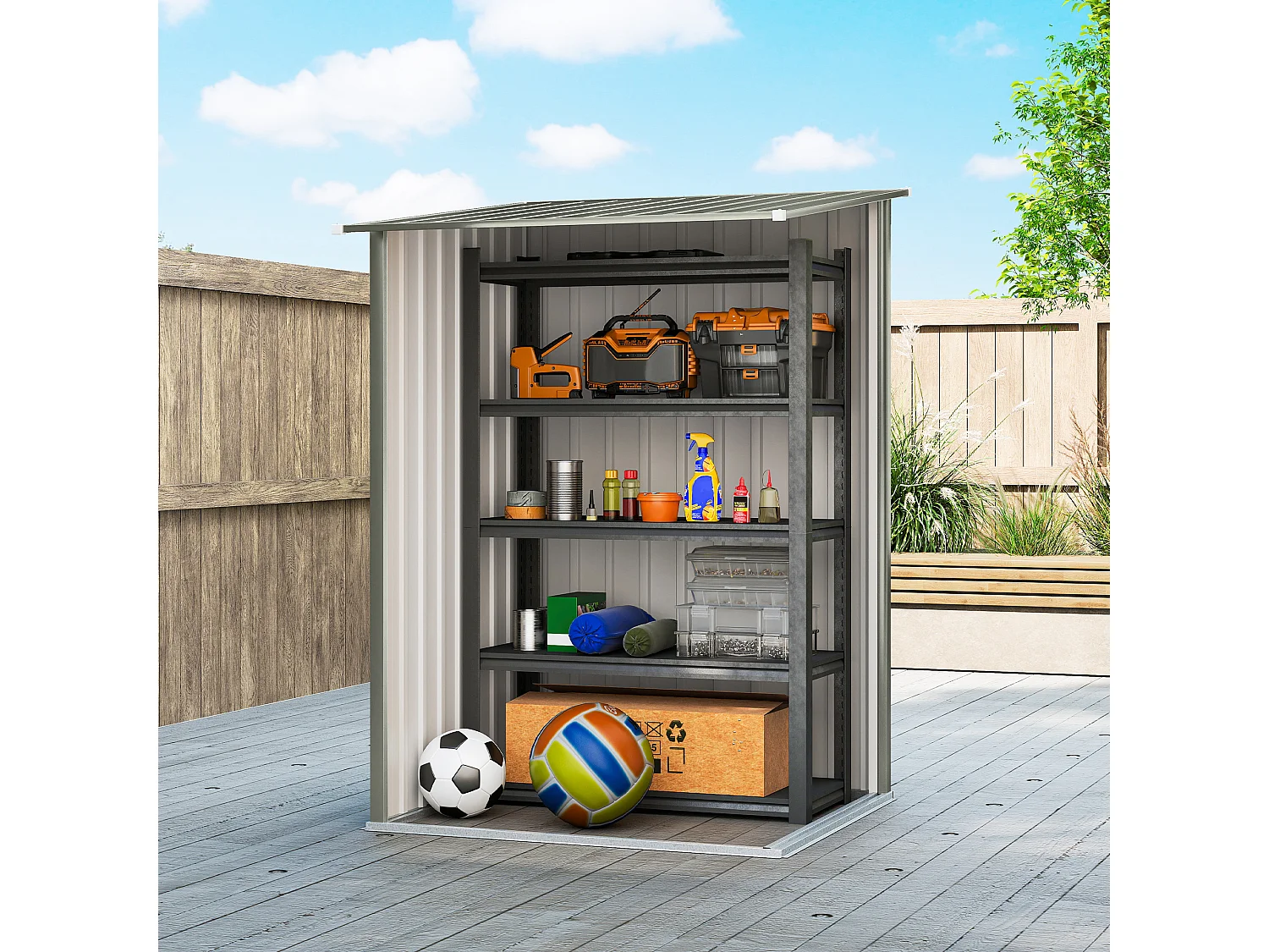 Casetta da giardino in acciaio 100x104x160 cm argento