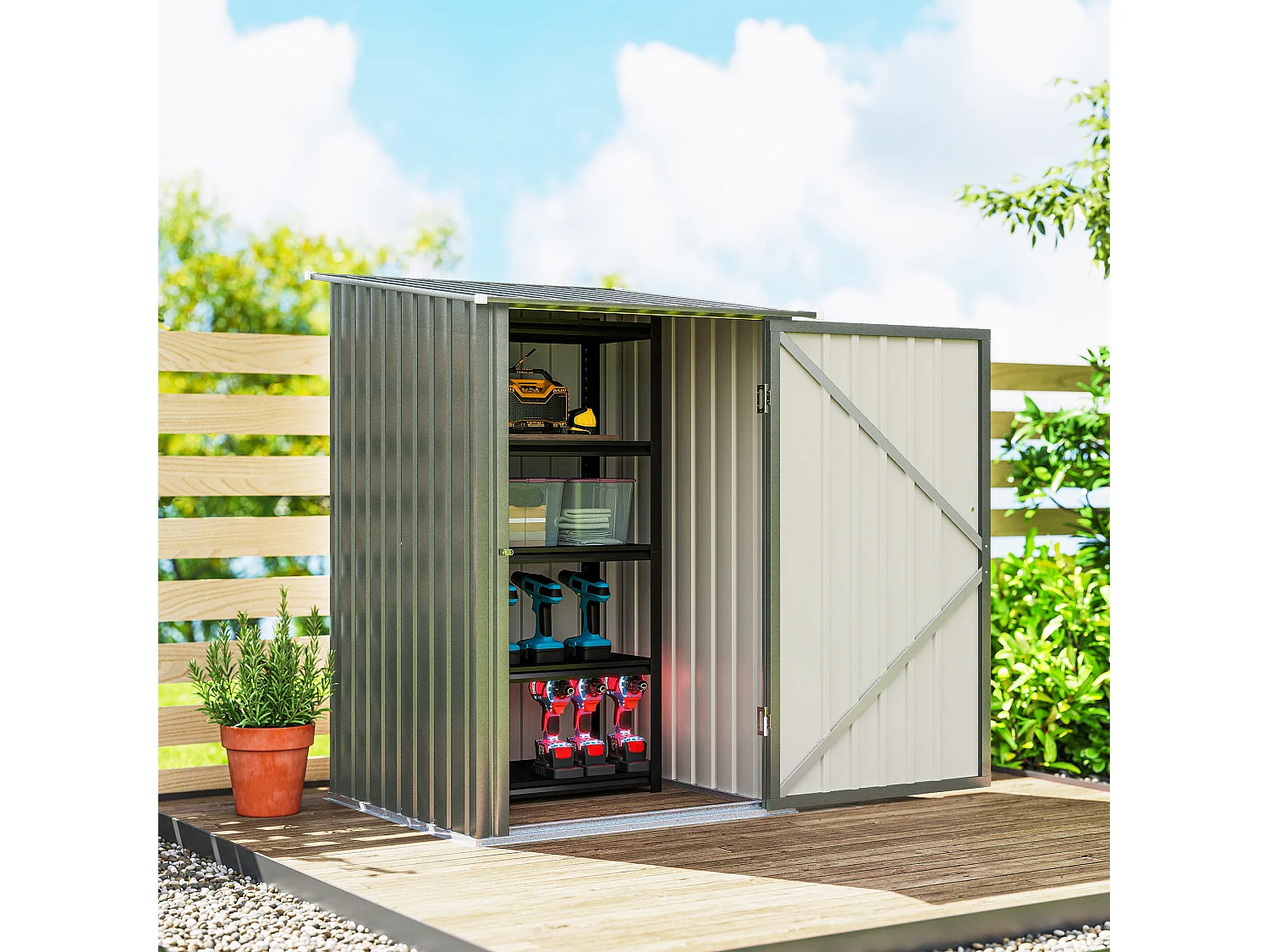 Casetta da giardino in acciaio 100x104x160 cm argento