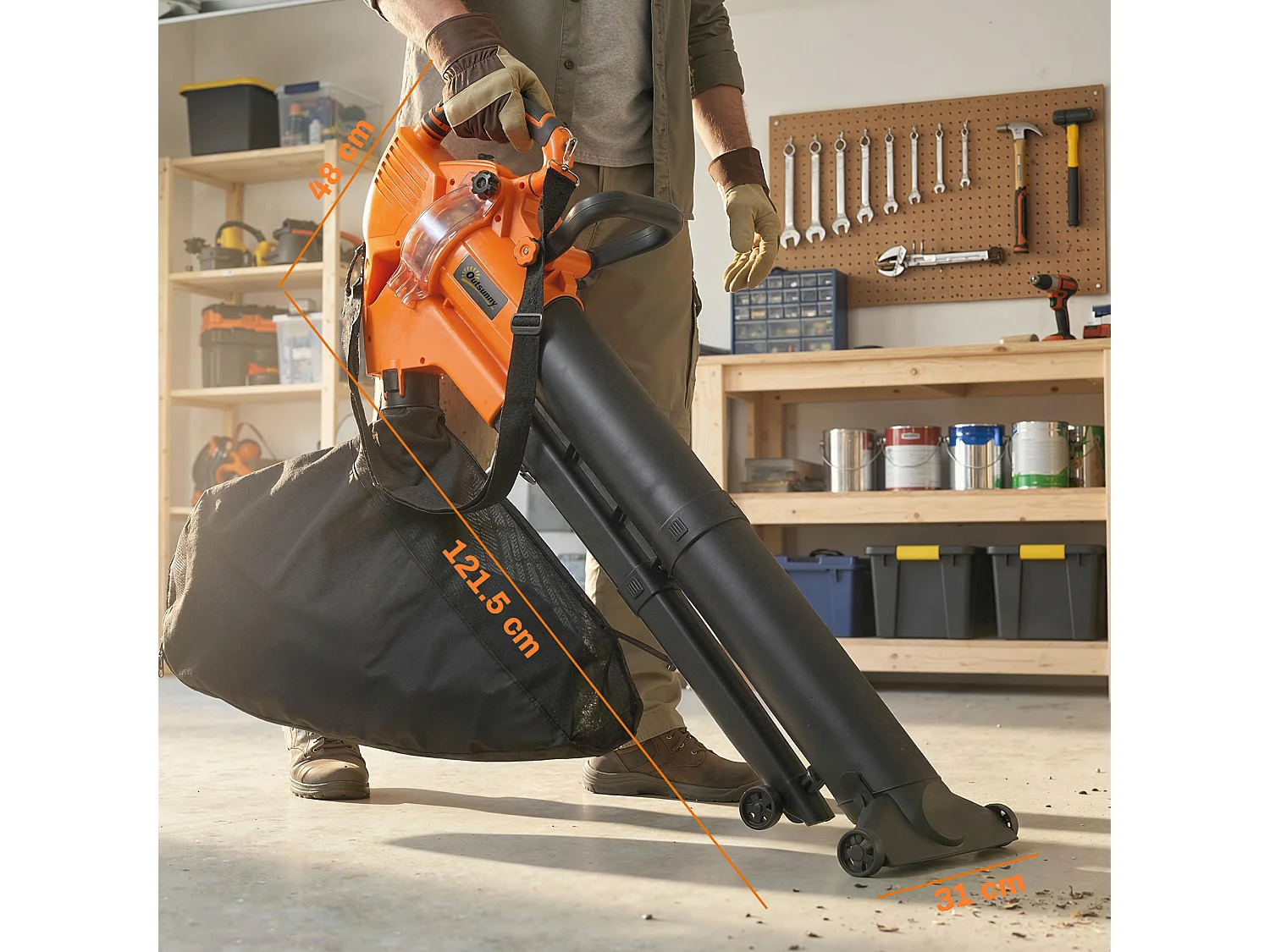 Soffiatore aspiratore foglie 3-in-1 3000w con trituratore sacco 40l