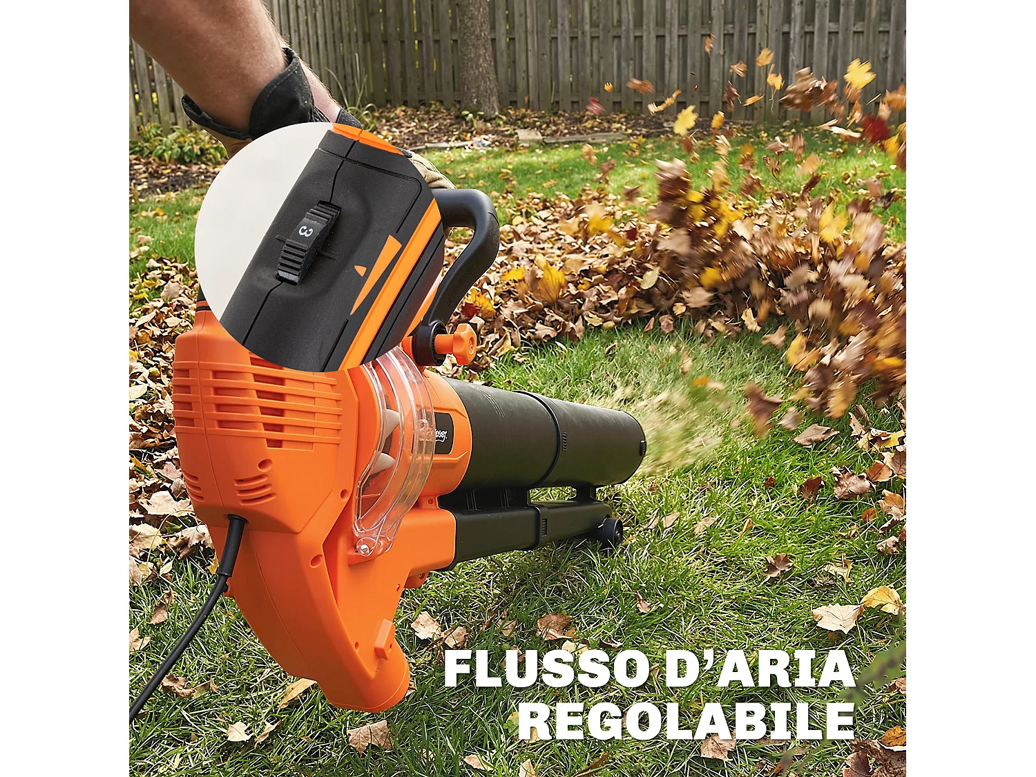 Soffiatore aspiratore foglie 3-in-1 3000w con trituratore sacco 40l