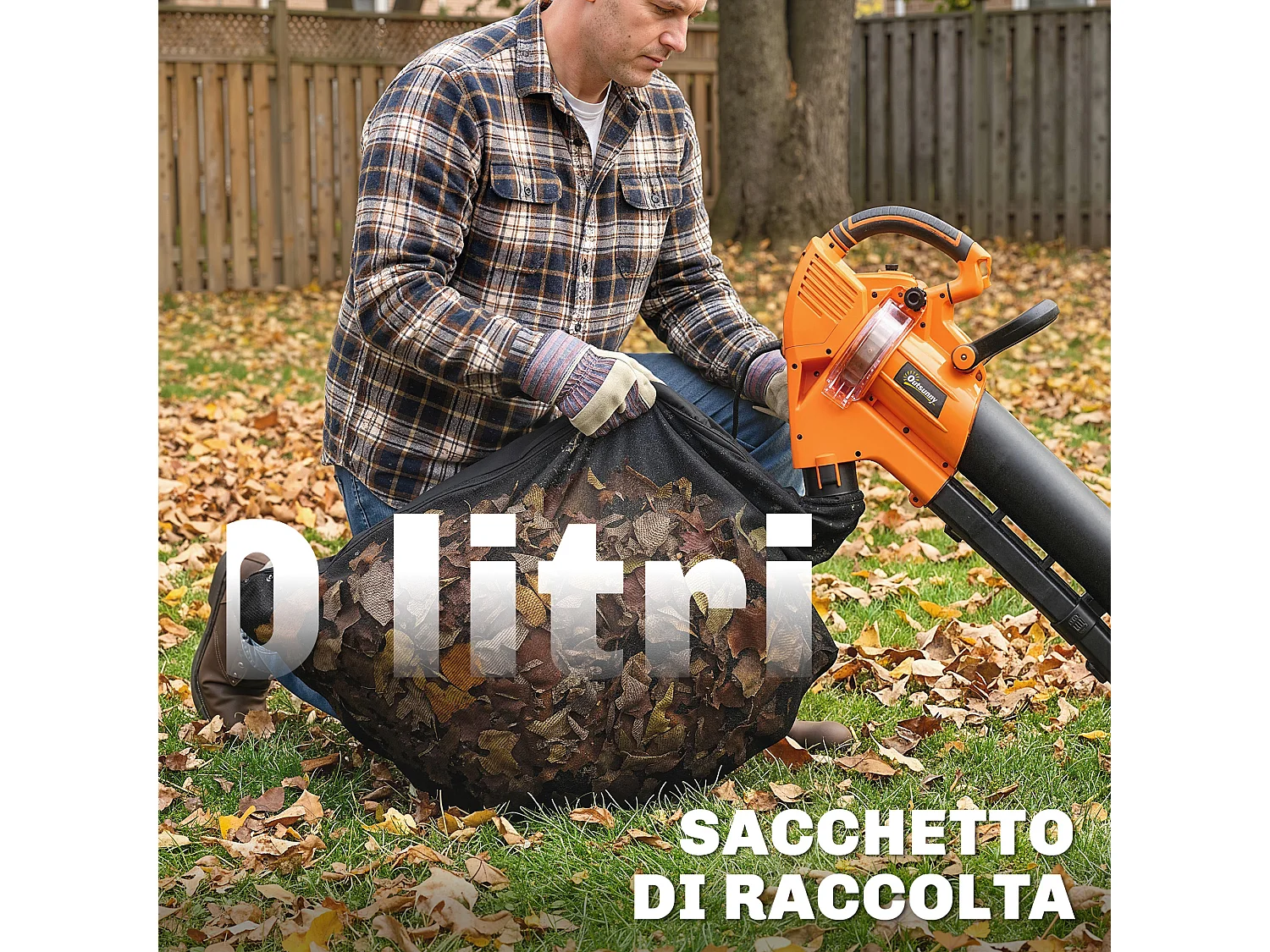 Soffiatore aspiratore foglie 3-in-1 3000w con trituratore sacco 40l