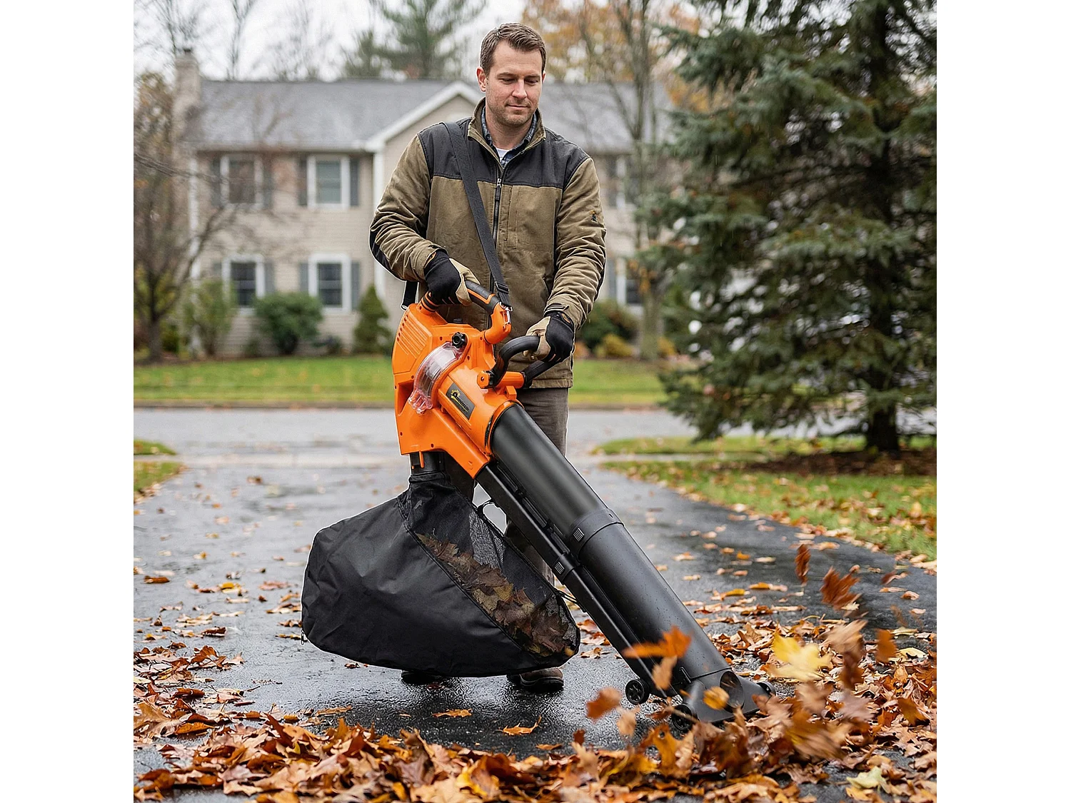 Soffiatore aspiratore foglie 3-in-1 3000w con trituratore sacco 40l